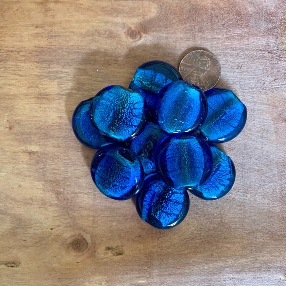 Midnight Deep Blue Foiled Glass Beads 2mm Large Hole (Lot of 10) - Picture 8 of 8